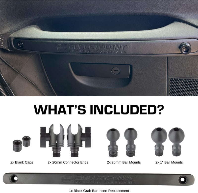 Bulletpoint Mounting Solutions Metal Grab Bar Insert Replacement with 2 Mounting Points Compatible with 2011-2018 Jeep Wrangler JK (Black) - Image 2